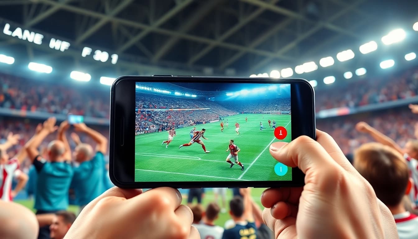 Menonton bolakami dengan antusias di smartphone saat pertandingan berlangsung.