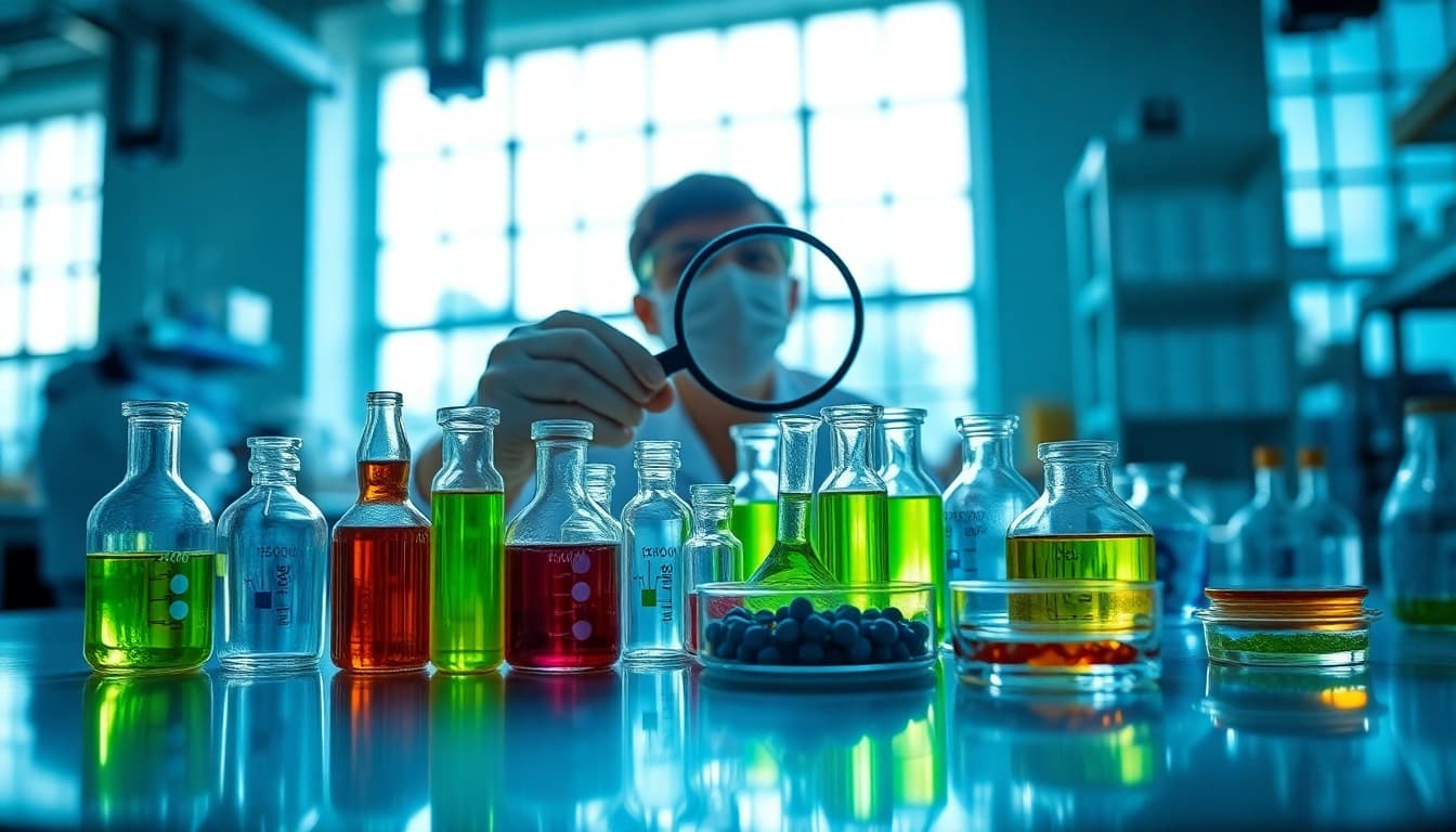 Investigating research compounds within a professional lab setup.