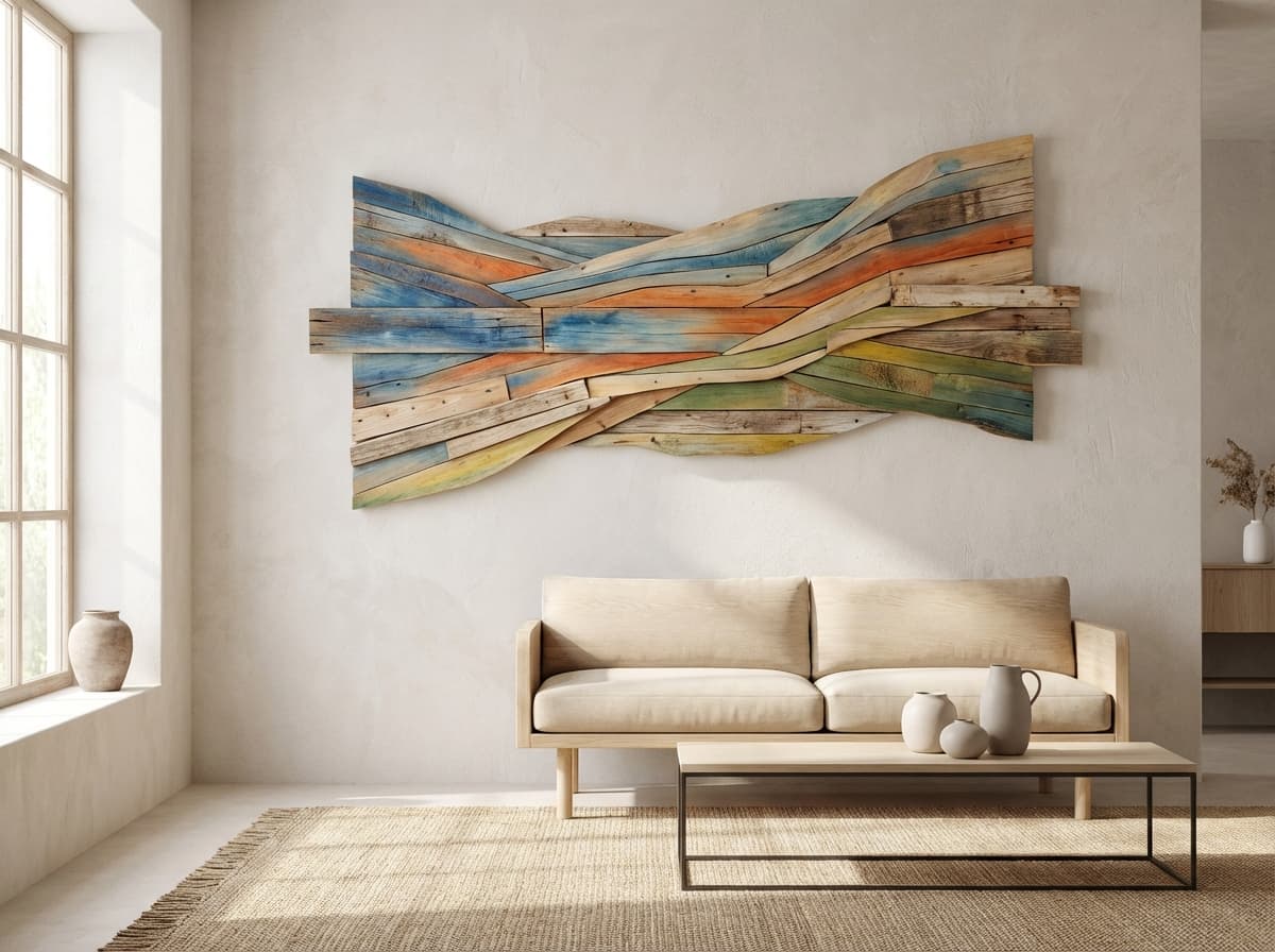 Wooden mosaic wall art: Modern wooden mosaic wall art for a luxury look