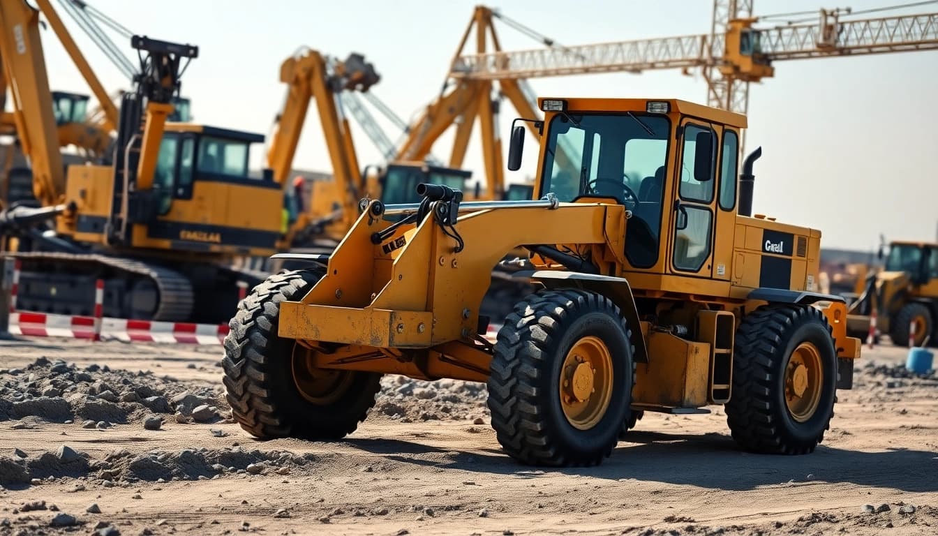 Operating a gradall excavator at a construction site, showcasing its powerful maneuverability.