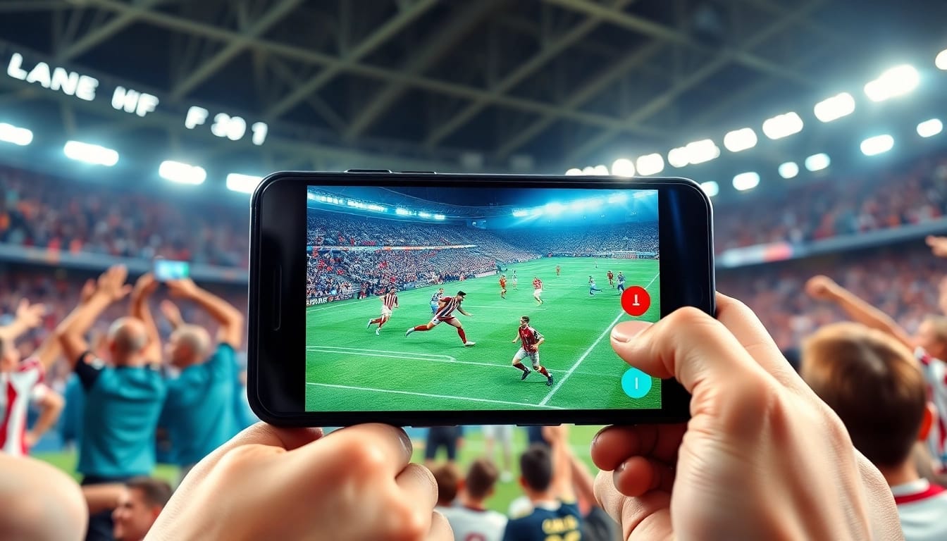 Menonton bolakami dengan antusias di smartphone saat pertandingan berlangsung.