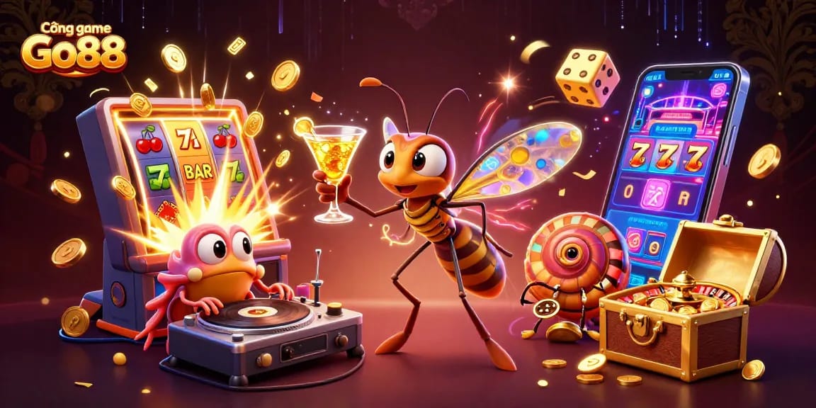 Experience exciting games at Cổng game Go88 with lively characters and dynamic casino elements.