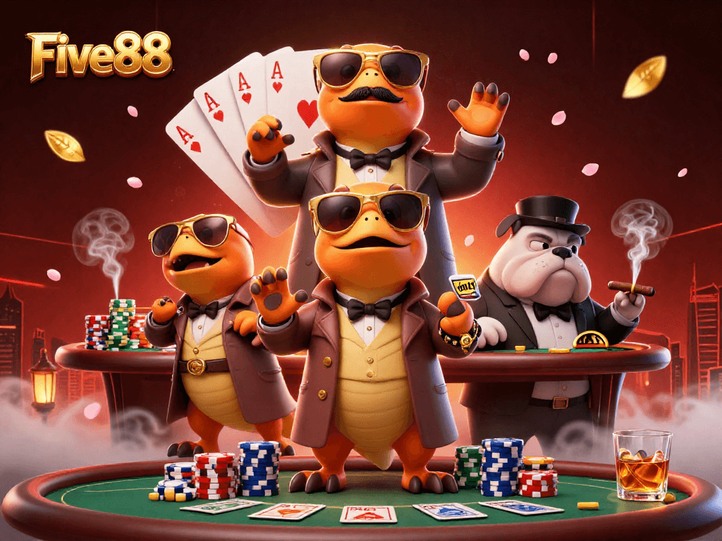 Watch the raptors from Five88 sneak into a VIP casino lounge while hatching a poker plan!