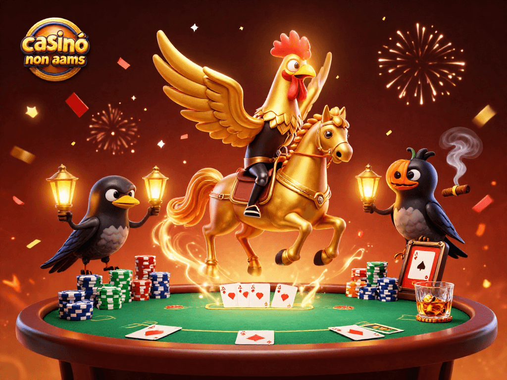 Gioca nei casinò online non AAMS con un'atmosfera vivace e giochi coinvolgenti, immersi in un casinò notturno.