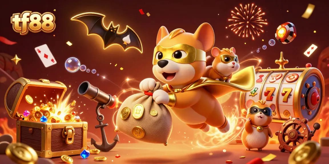 Experience thrilling wins at tf88 with a superhero dog plunging into casino riches!