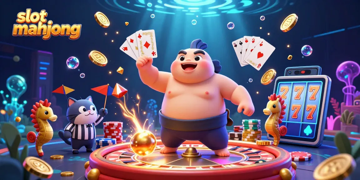 Spin to win big with slot mahjong in this vibrant casino-themed illustration!