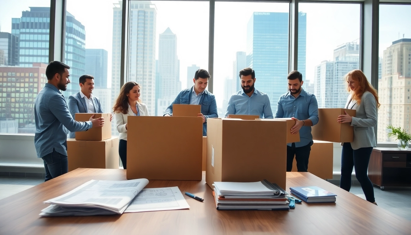 Explore Commercial Moving Services NYC as professionals efficiently pack office equipment and supplies.