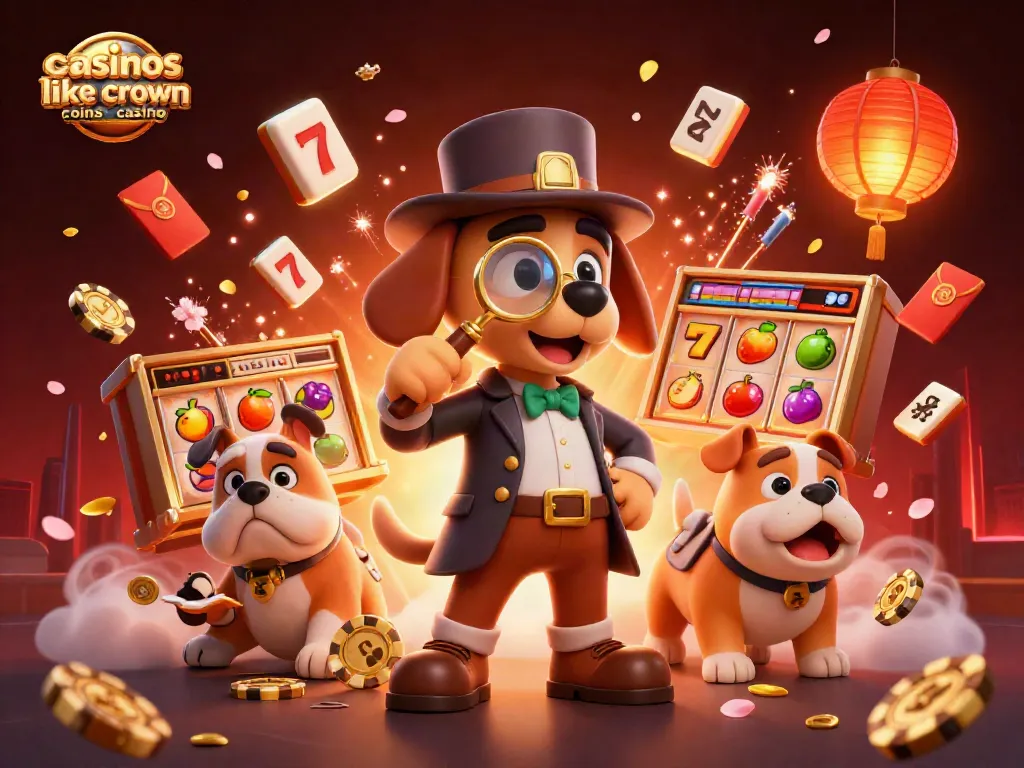 Explore casinos like Crown Coins Casino in this vibrant 3D illustration with exciting slot game elements.