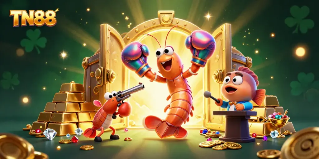 Join the fun at TN88 with vibrant 3D casino characters and sparkling gems!