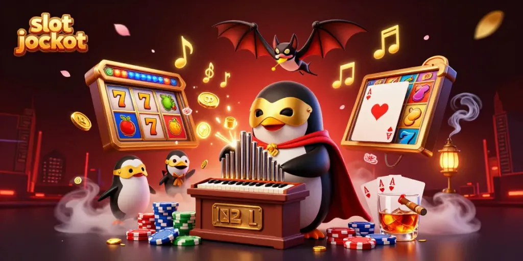 Experience a thrilling slot jackpot scene with cartoon characters and colorful elements.