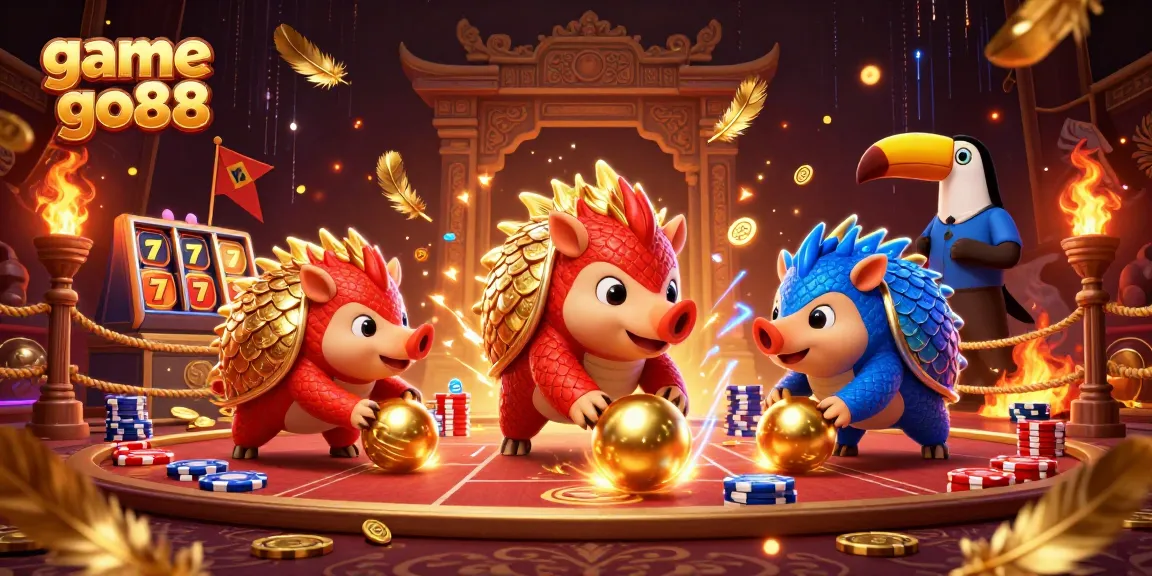 Experience game go88 thrills with vibrant pangolins, poker chips, and rich casino elements.