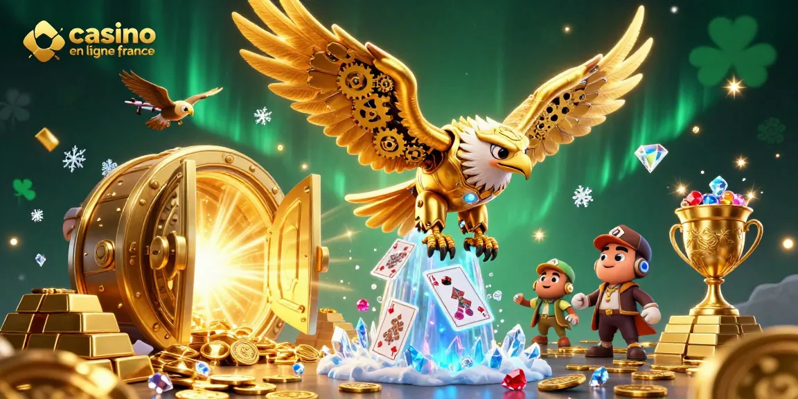 Profitez des gains au casino en ligne France avec une illustration captivante de jeux et de trésors.