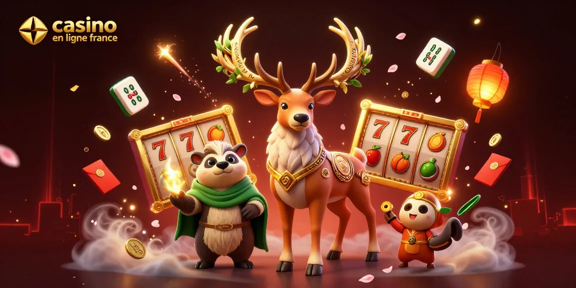 Découvrez l'univers vibrant du casino en ligne france avec des illustrations captivantes de jeux de machines à sous et de créatures féeriques.