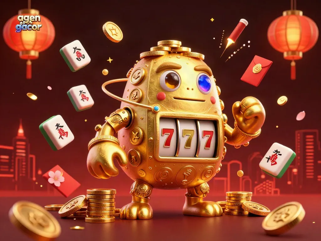 Engage with the exciting world of agen slot gacor through this vibrant 3D dynamic casino illustration.