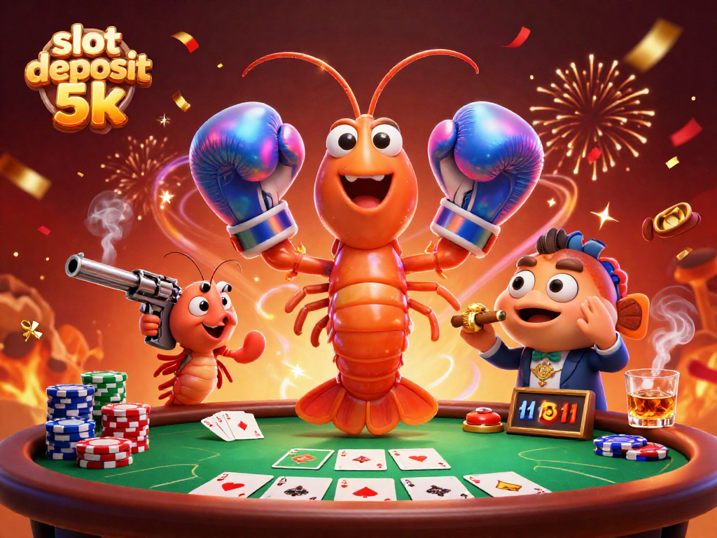 Engage with the excitement of 'slot deposit 5k' in this vibrant casino-themed scene.