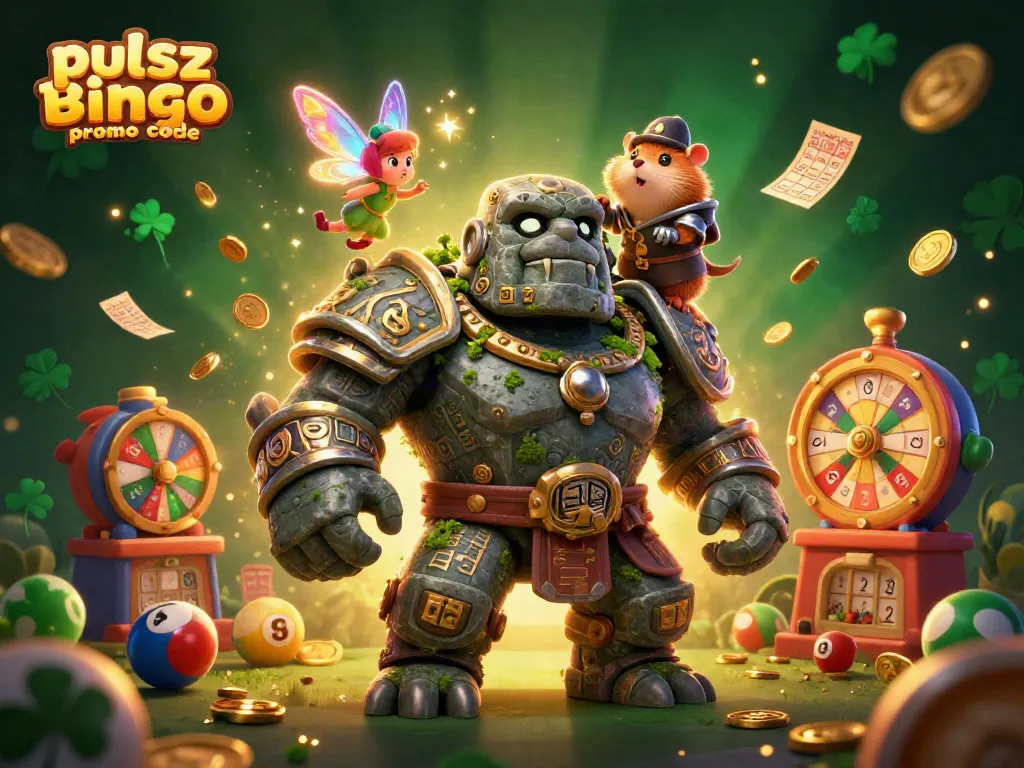 Claim your rewards with pulsz bingo promo code in a vibrant 3D bingo-themed illustration.