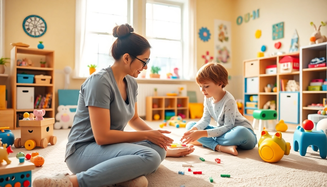 Child and therapist engaged in ABA therapy in Brighton, showcasing a nurturing environment.