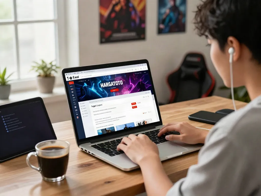 HARGATOTO login interface showcasing harga toto in a cozy gaming setup