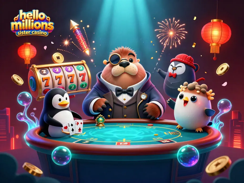 Engage with immersive gameplay at hello millions sister casino, featuring fun characters and a dynamic poker scene.
