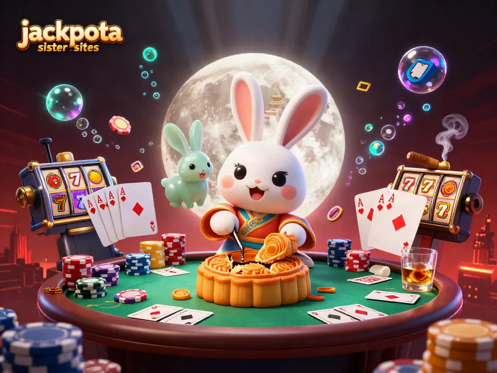 Play and compare at jackpota sister sites, featuring poker chips and vibrant casino elements.