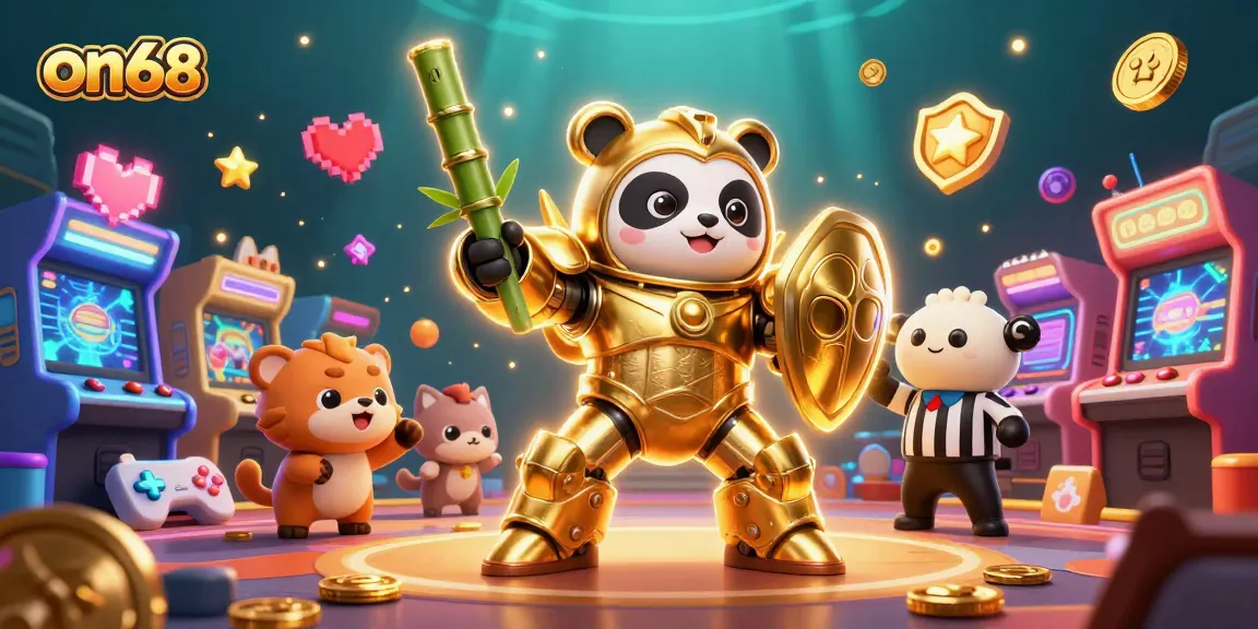 Engage in fast-paced gameplay featuring the on68 brand with a vibrant casino-inspired illustration.