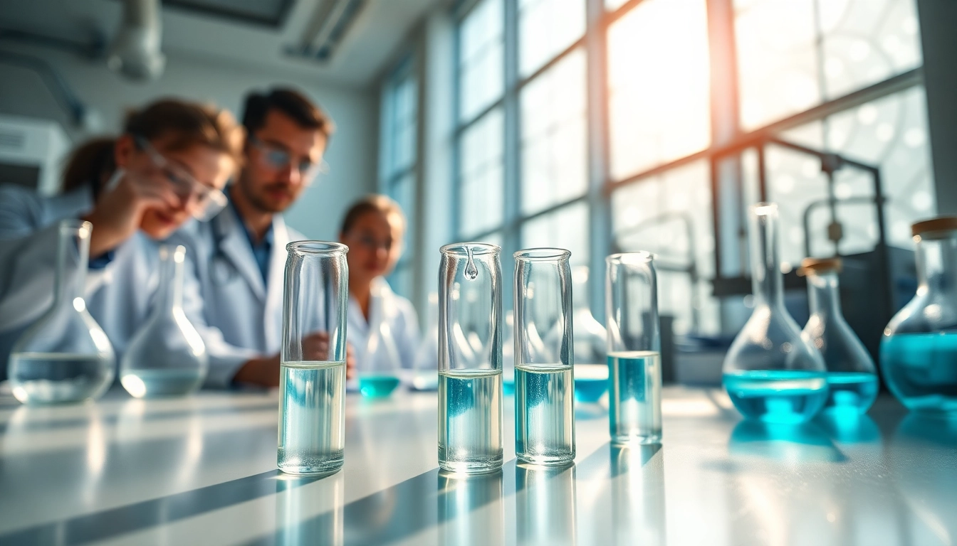 Scientists examining dimethylsulfoxide in a laboratory setting, emphasizing its purity and applications.