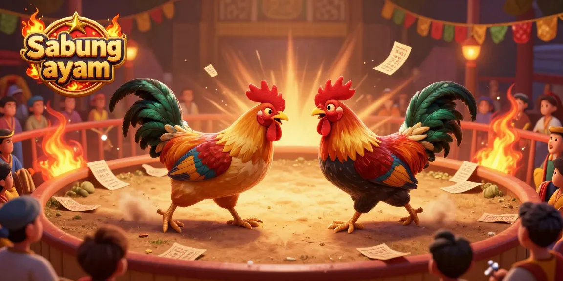 Engage in sabung ayam with a live-action battle scene showcasing fierce chickens and dramatic arena effects.