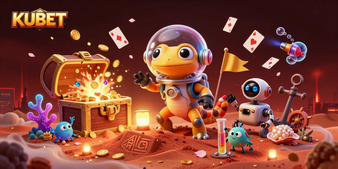 KUBET showcases a vibrant 3D Martian casino scene, full of excitement and treasure.