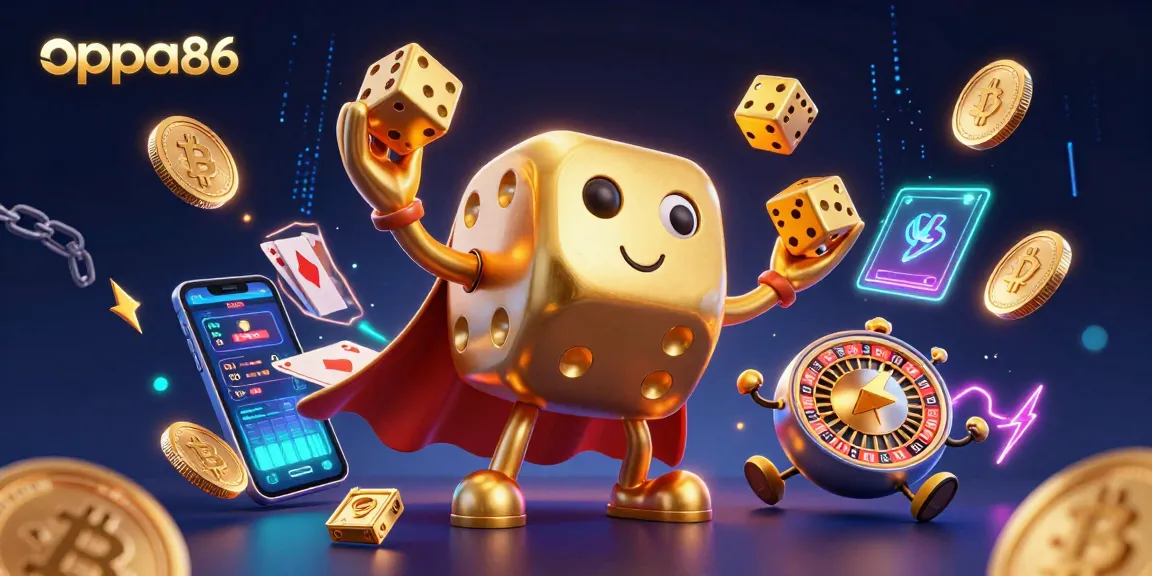 Engage with oppa86's thrilling casino adventure featuring dynamic golden dice and crypto elements.