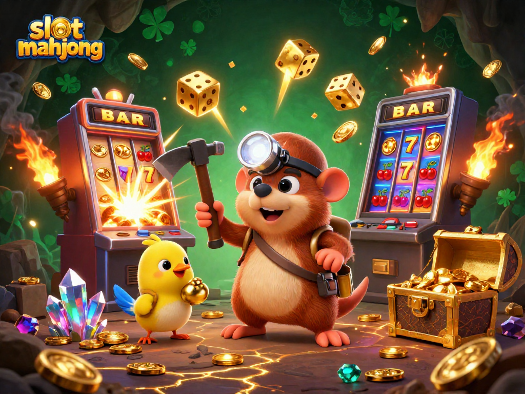 Menangkan jackpot besar dengan slot mahjong dalam ilustrasi kasino penuh warna dan kemewahan.
