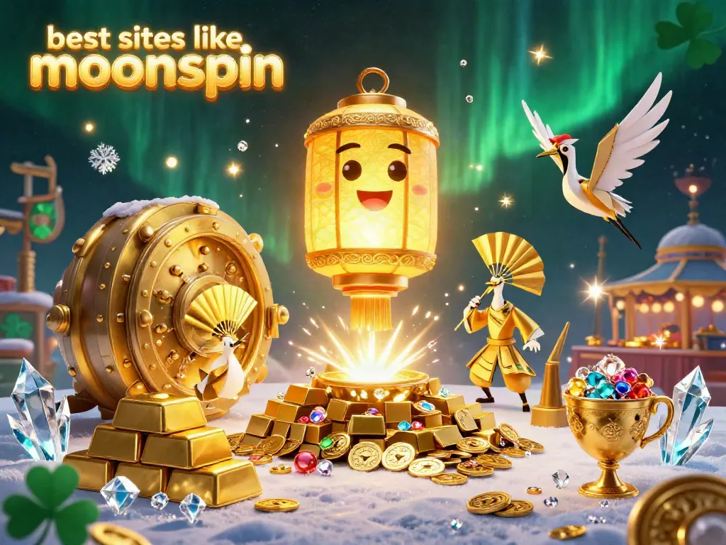 Experience the excitement of the best sites like moonspin with a vibrant casino-themed illustration.