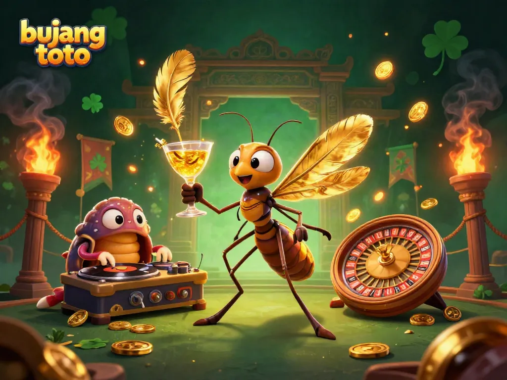 Win big with bujang toto as cartoon characters bring gambling fun to life in a vibrant scene.