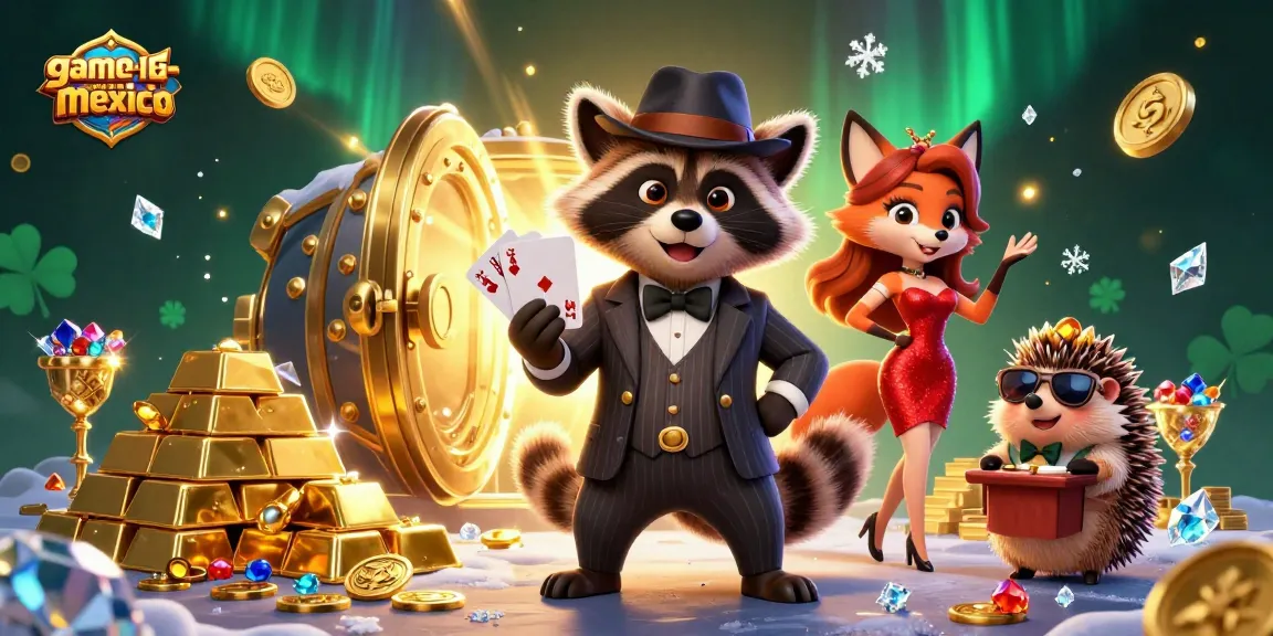 Join the excitement of game-le-hoi-mexico as a suave raccoon and friends win big!