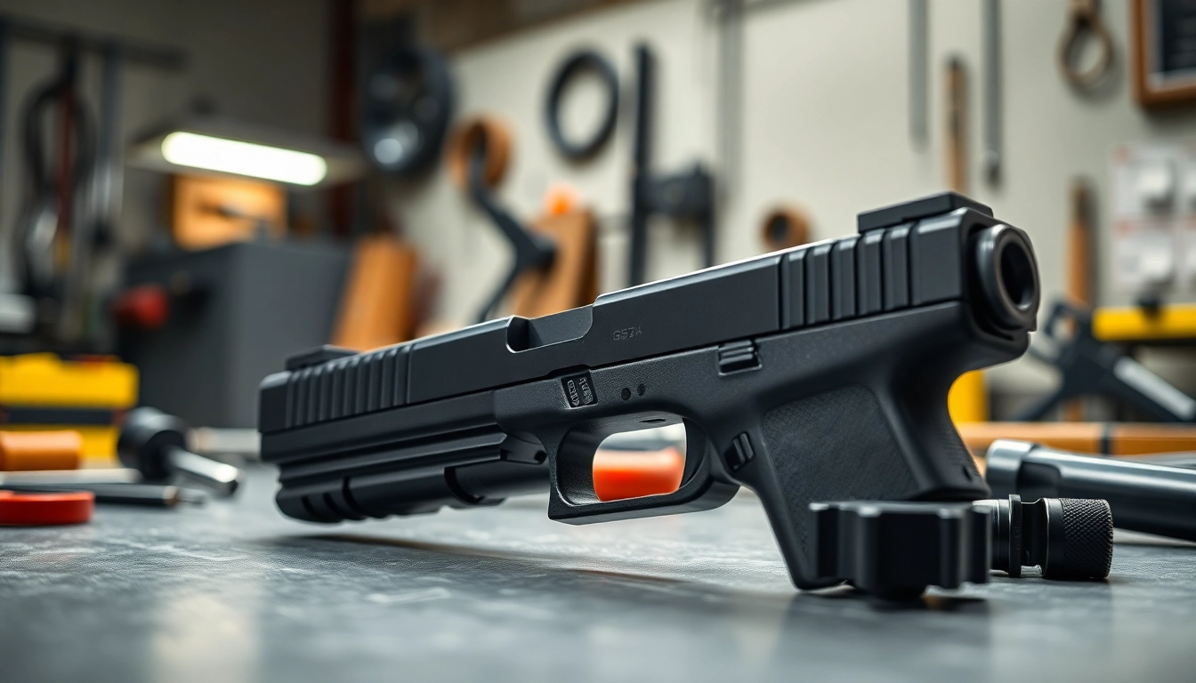 Inspecting the glock 43x slide showcasing its intricate design and features.