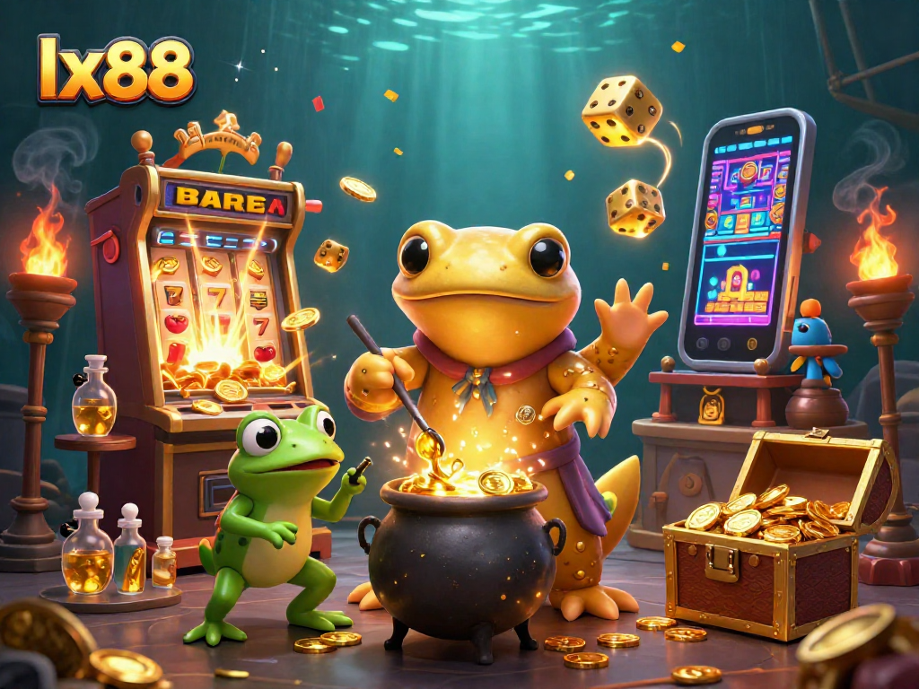 Engage with lx88's thrilling slots experience featuring a vibrant alchemist and magical gaming elements.