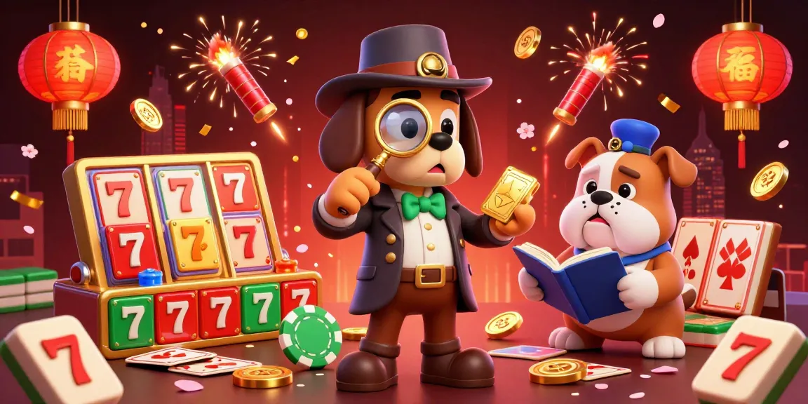 Engage with tg88com's thrilling gaming adventure, featuring a detective and a bulldog among vibrant slot reels and jackpots.