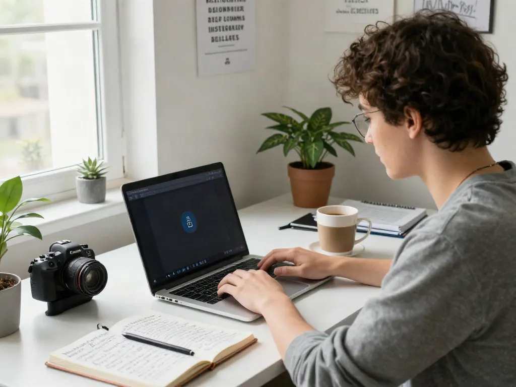 Using Insanony tool to view Instagram stories anonymously in a vibrant workspace.