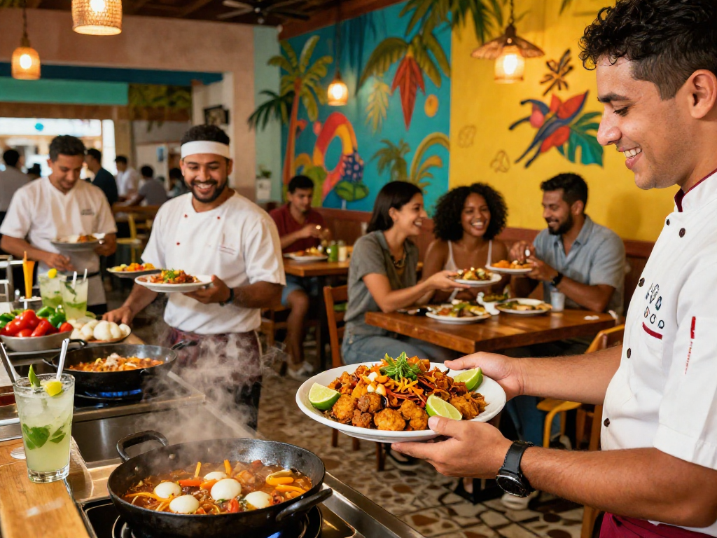Indulge in the best vaca frita near me at a lively Cuban restaurant filled with delicious cuisine.