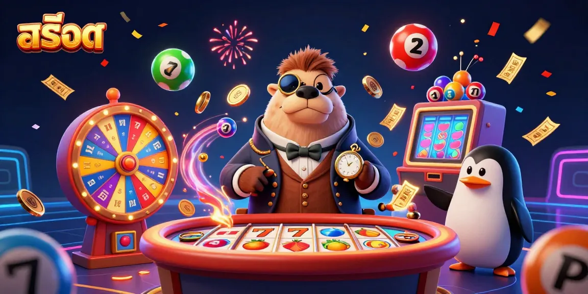 Experience thrilling สล็อต action with a lively walrus at a slot machine surrounded by vibrant game elements.