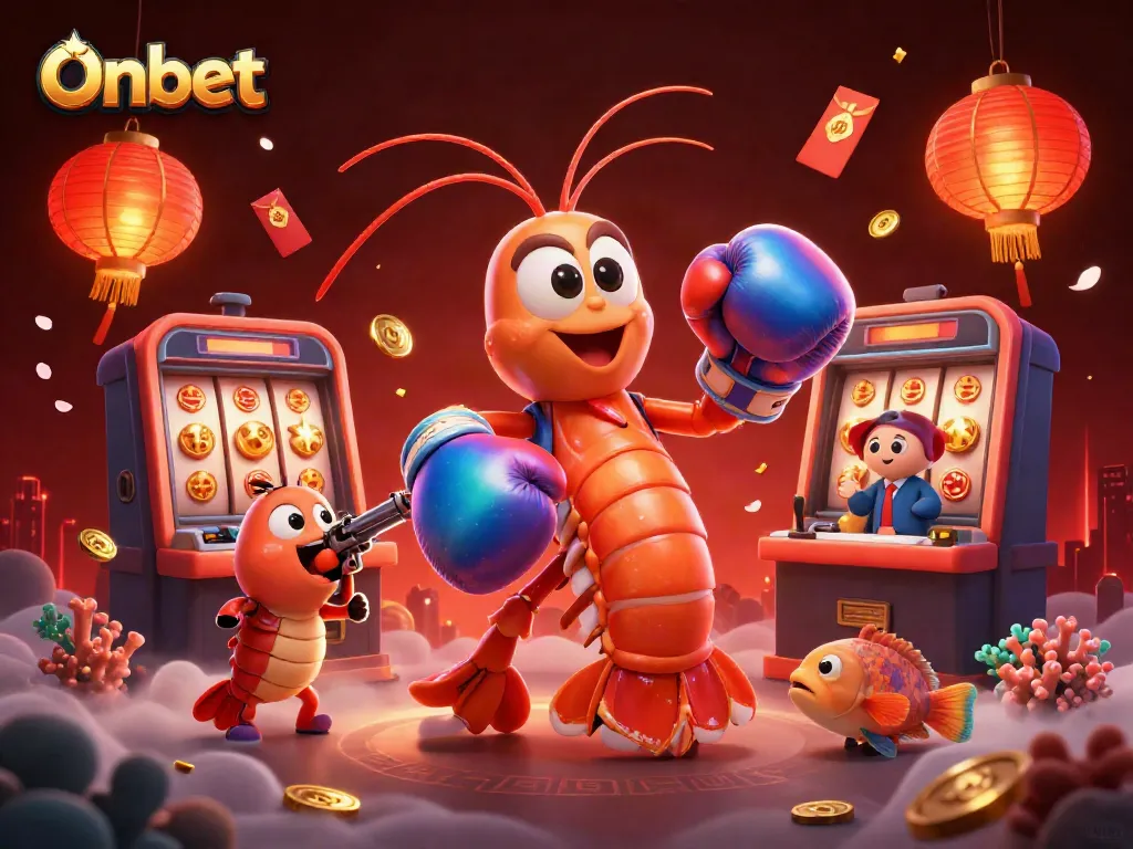 Engage with Onbet for thrilling slot machine action featuring vibrant characters and rich casino elements.