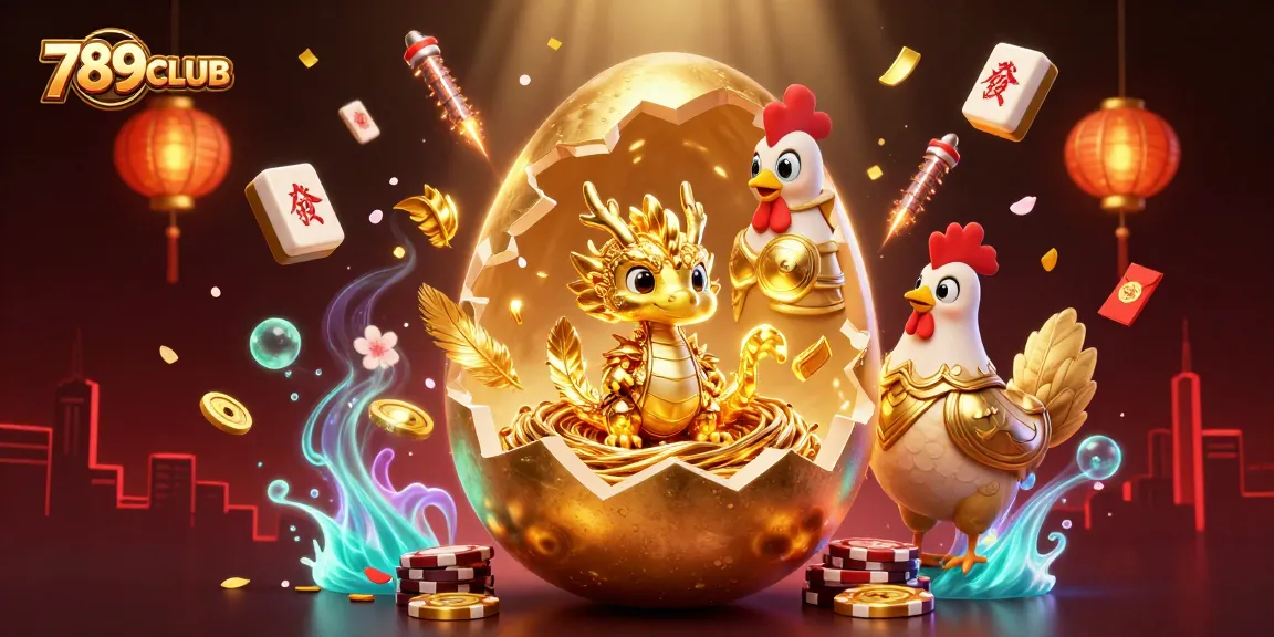 Experience thrilling games at 789CLUB with a majestically illustrated scene featuring a golden dragon and poker chips.
