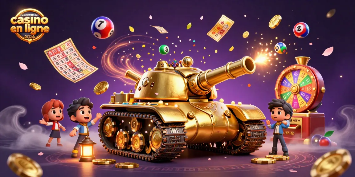 Visitez le nouveau casino en ligne 2026, offrant des jeux excitants et des lots colorés avec des billets d'or et des boules de loto.