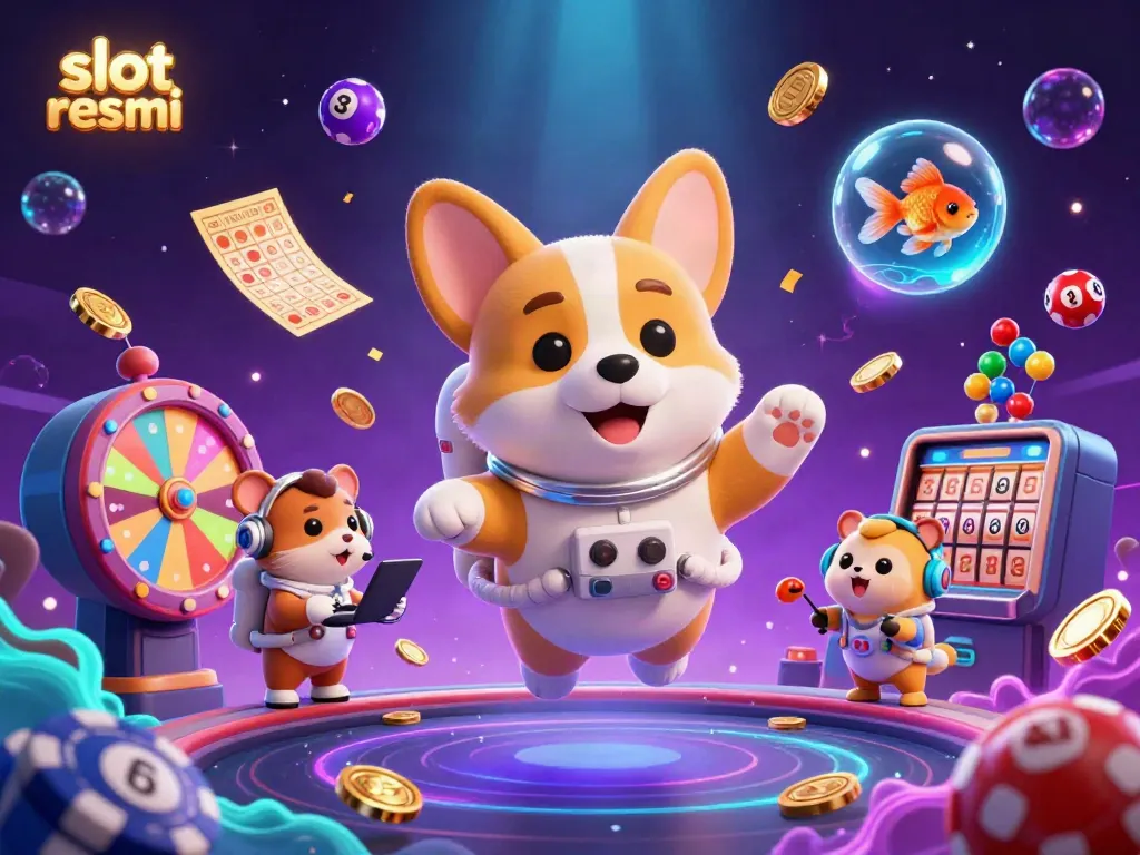 Engage with the vibrant fun of slot resmi in an exciting casino scene filled with colorful game elements.