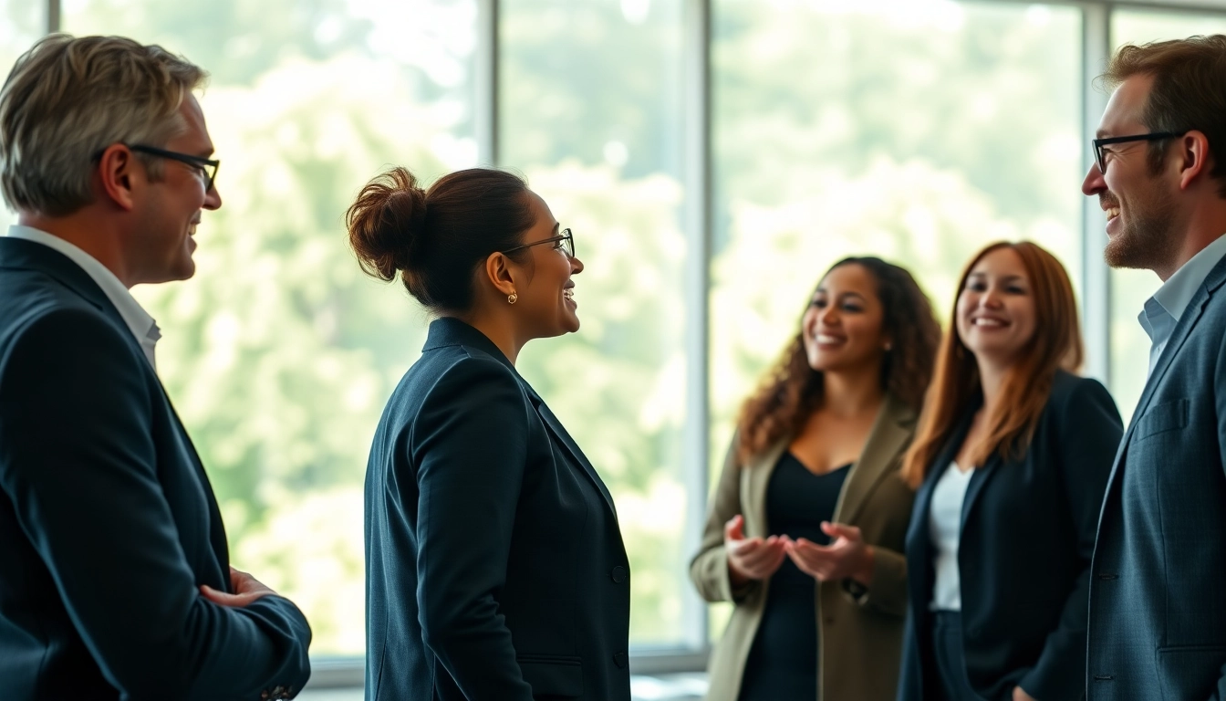 Individuals discussing their ideal career paths in a professional office environment.