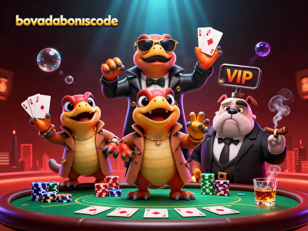 Engage with bovadabonuscode as three raptors in disguise approach a poker table in a lively casino.