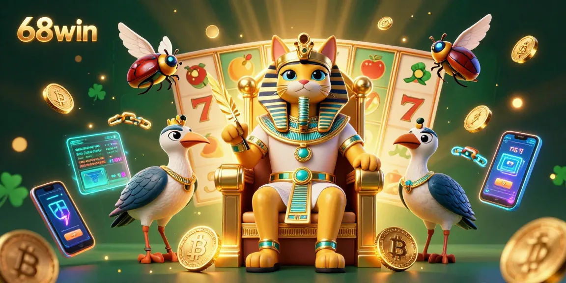 Experience thrilling gameplay at 68win with vibrant symbols and characters in a casino scene.