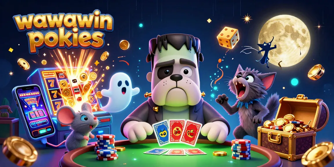 Experience thrilling wawawin pokies action in a spooky, animated casino scene