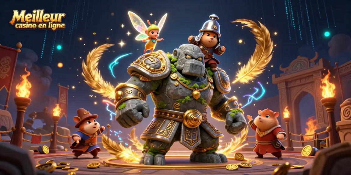Experience thrilling action at Meilleur casino en ligne with our 3D fairy and golem characters.