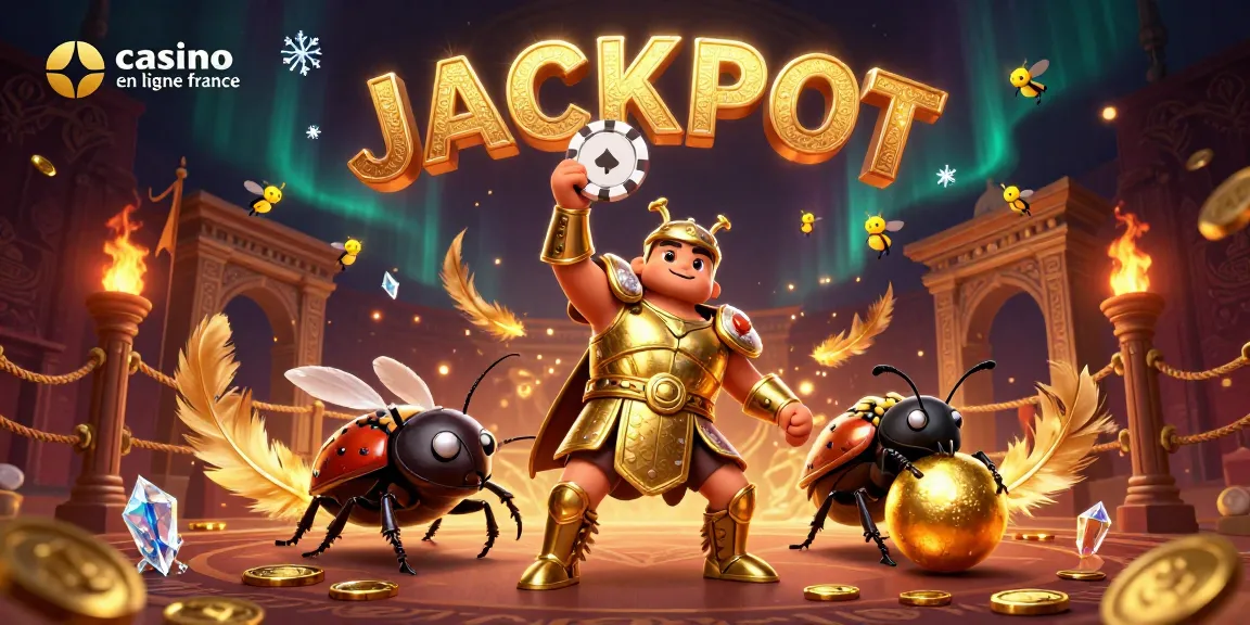 Gagnez avec casino en ligne France dans cette illustration 3D festive et colorée.