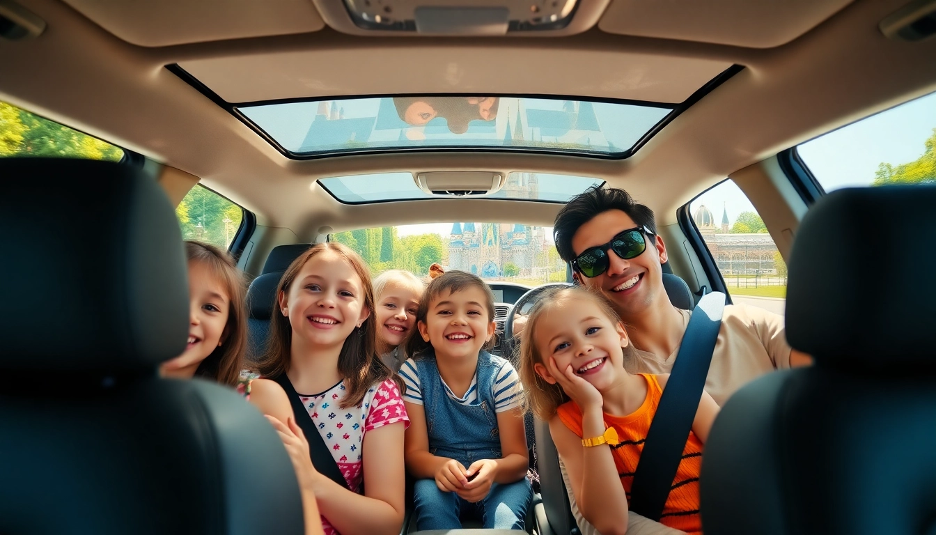 Families experiencing a smooth Beauvais Airport to Disney Transfer, highlighting cheerful anticipation.
